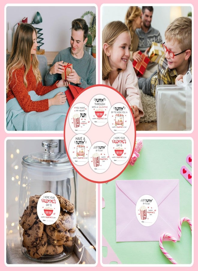 OXRUN Valentine's Day Gift Tags Stickers - 60 Happy Valentine's Day Gift Labels Stickers - Popcorn Round Gifts Tags Self-Adhesive Labels for Presents - A03 - Image 5
